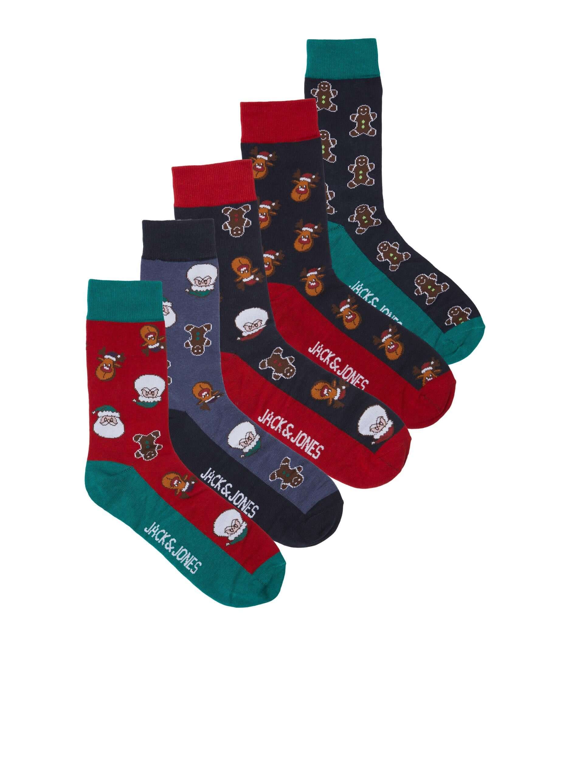 Jack & Jones - Mens JACSWEET Christmas Socks Giftbox (5-pack)