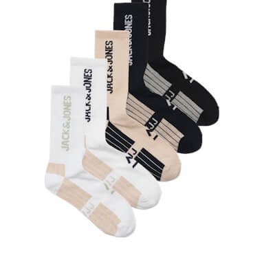 Jack & Jones 5 Pack Jacwes Tennis Sports Socks - Multi ( 7-11 )