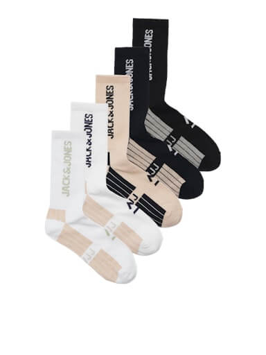 Jack & Jones 5 Pack Jacwes Tennis Sports Socks - Multi ( 7-11 )