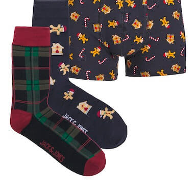Jack & Jones JacXmas Check Underwear & Socks Giftbox - Multi