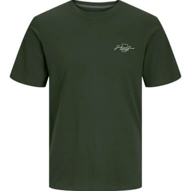 Jack & Jones 3 Pack JJFERRIS Crew Neck T-Shirts - Green/Black/White