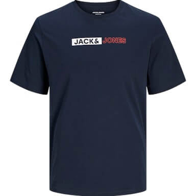 Jack & Jones 3 Pack JJECORP Crew Neck T-Shirts - White/Navy/Black (Logo Tee Play)