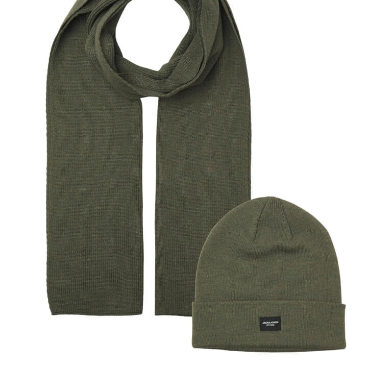 Jack & Jones JACDNA Scarf & Beanie Gift Box | Winter Knit Set for Men