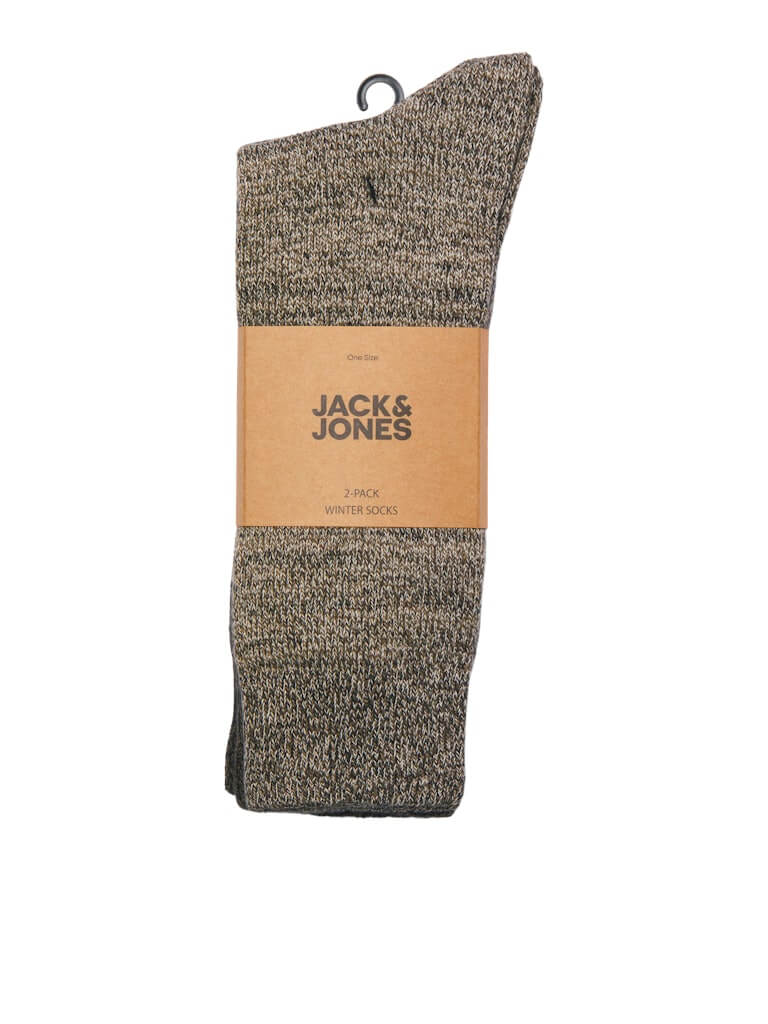 Jack & Jones JACJEFREY Winter Socks Gift 2 Pack – Charcoal / Cloud Cream