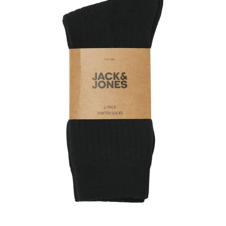 Jack & Jones JACJOE Winter Ribbed Socks 2 Pack – Black, Woolen Socks