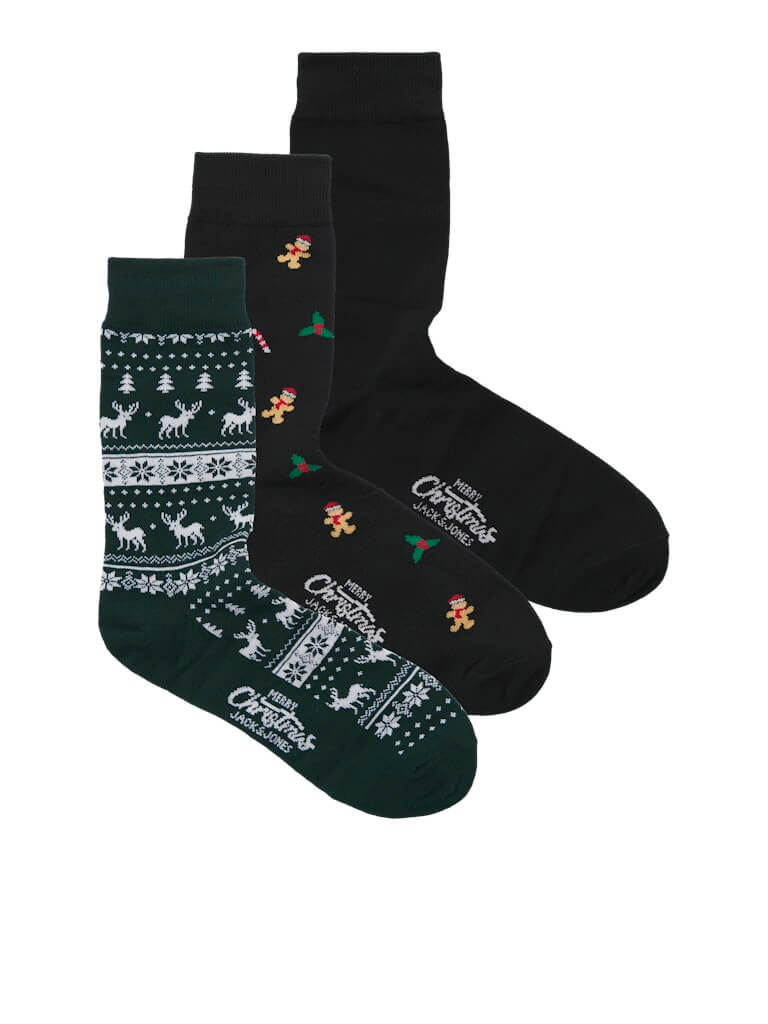 Jack & Jones 3 Pack Christmas Socks Gift Box – Cosy Festive Calf Length