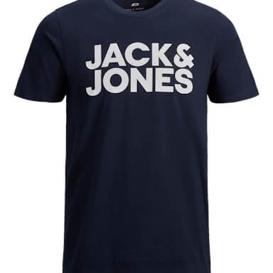 Jack & Jones 3 Pack JJECORP Crew Neck T-Shirts - White/Navy/Black Big Logo