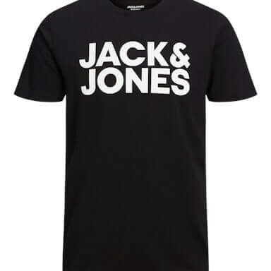 Jack & Jones 3 Pack JJECORP Crew Neck T-Shirts - White/Navy/Black Big Logo