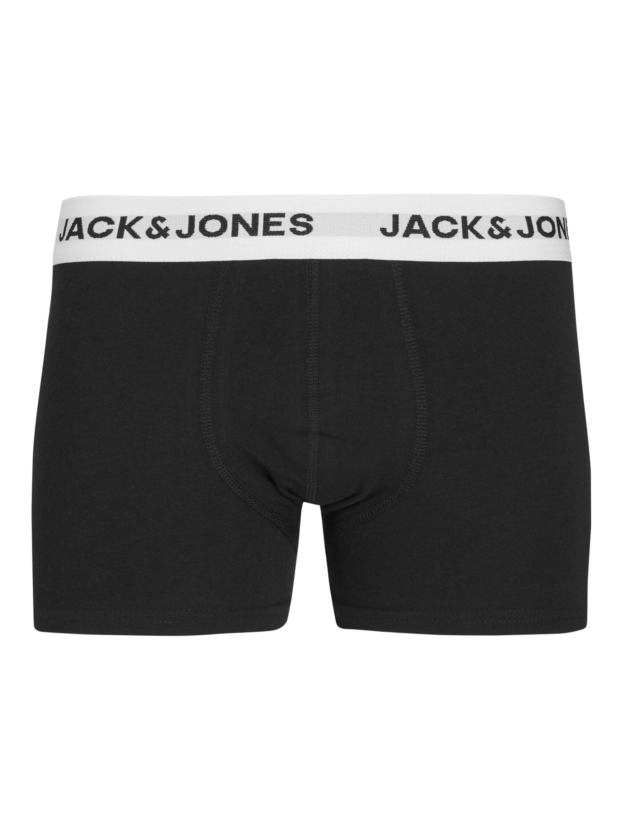 Jack & Jones Cotton Stretch Junior Trunks 5 Pack - Black / Grey / Navy / Olive