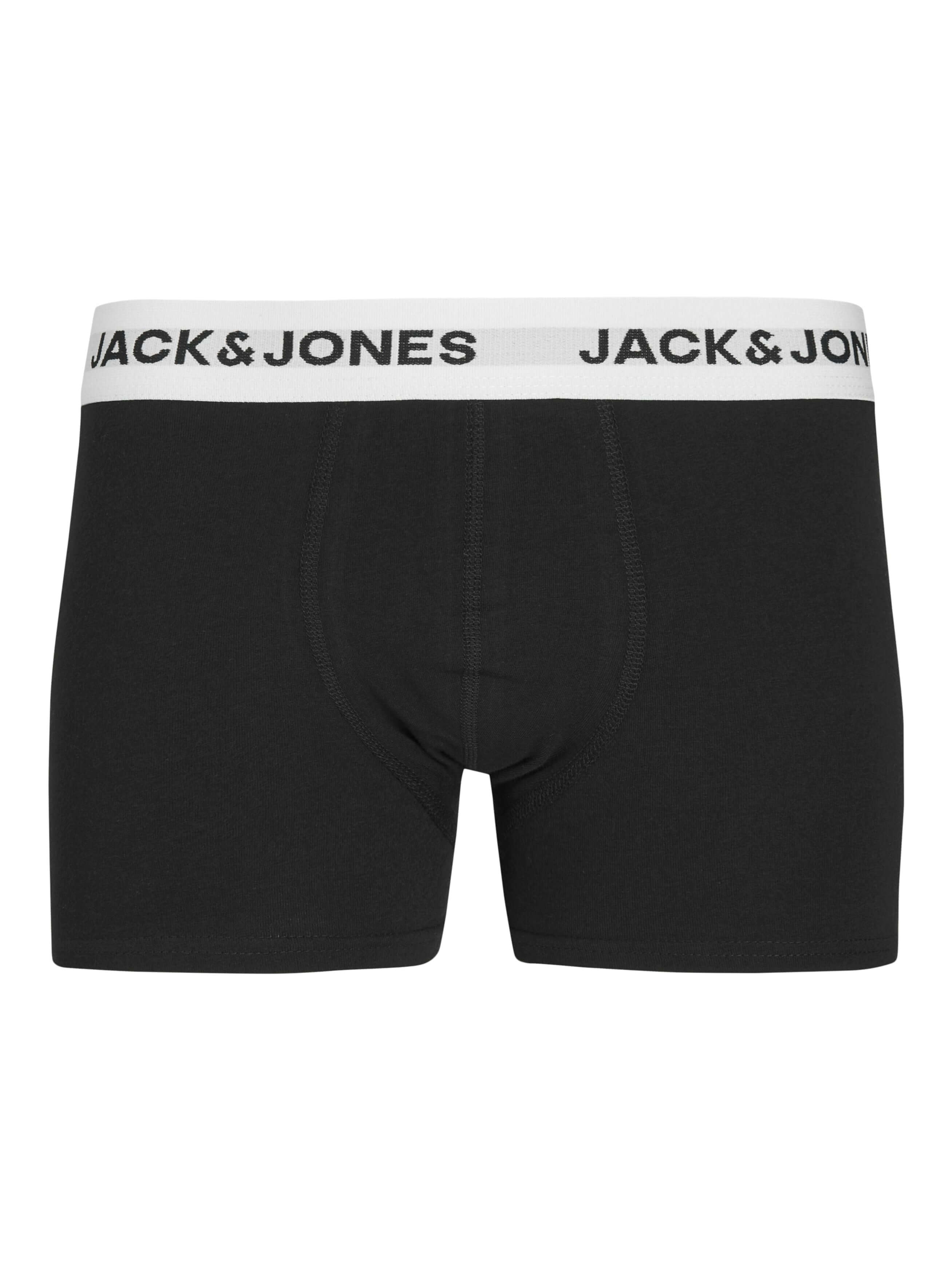 Jack & Jones Cotton Stretch Junior Trunks 5 Pack - Black / Grey / Navy / Olive