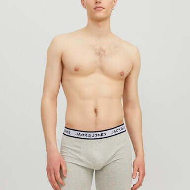 Jack & Jones 3 Pack Cotton Stretch Boxer Briefs - Navy/White/Grey