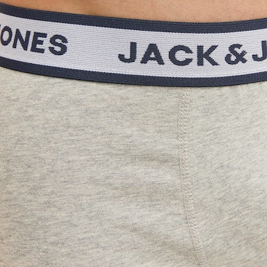 Jack & Jones 3 Pack Cotton Stretch Boxer Briefs - Navy/White/Grey