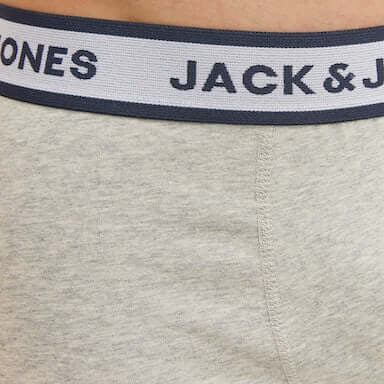 Jack & Jones 3 Pack Cotton Stretch Boxer Briefs - Navy/White/Grey