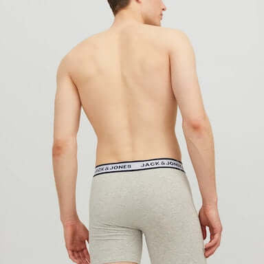 Jack & Jones 3 Pack Cotton Stretch Boxer Briefs - Navy/White/Grey