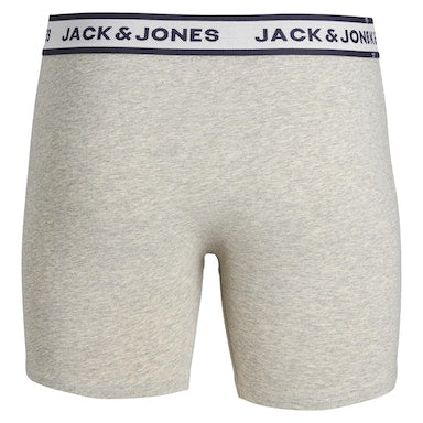 Jack & Jones 3 Pack Cotton Stretch Boxer Briefs - Navy/White/Grey