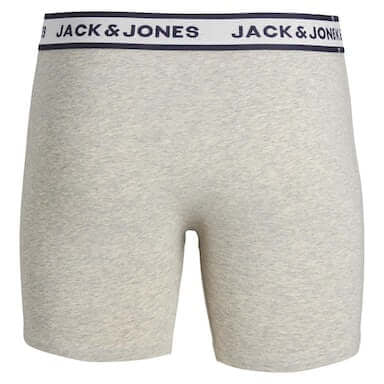 Jack & Jones 3 Pack Cotton Stretch Boxer Briefs - Navy/White/Grey