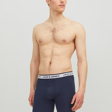 Jack & Jones 3 Pack Cotton Stretch Boxer Briefs - Navy/White/Grey