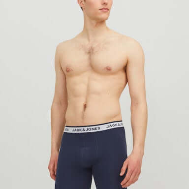 Jack & Jones 3 Pack Cotton Stretch Boxer Briefs - Navy/White/Grey