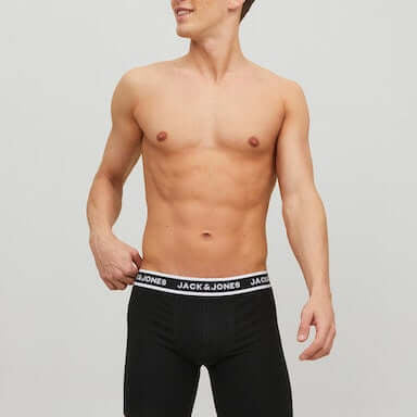 Jack & Jones 3 Pack Cotton Stretch Boxer Briefs - Black