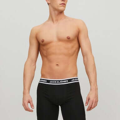 Jack & Jones 3 Pack Cotton Stretch Boxer Briefs - Black