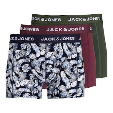 Jack & Jones 3 Pack Jactrevor Trunks - Navy Blazer / Vineyard / Green