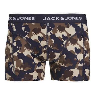 Jack & Jones 3 Pack Jaccamflage Trunks - Navy Blazer/Camo/Green