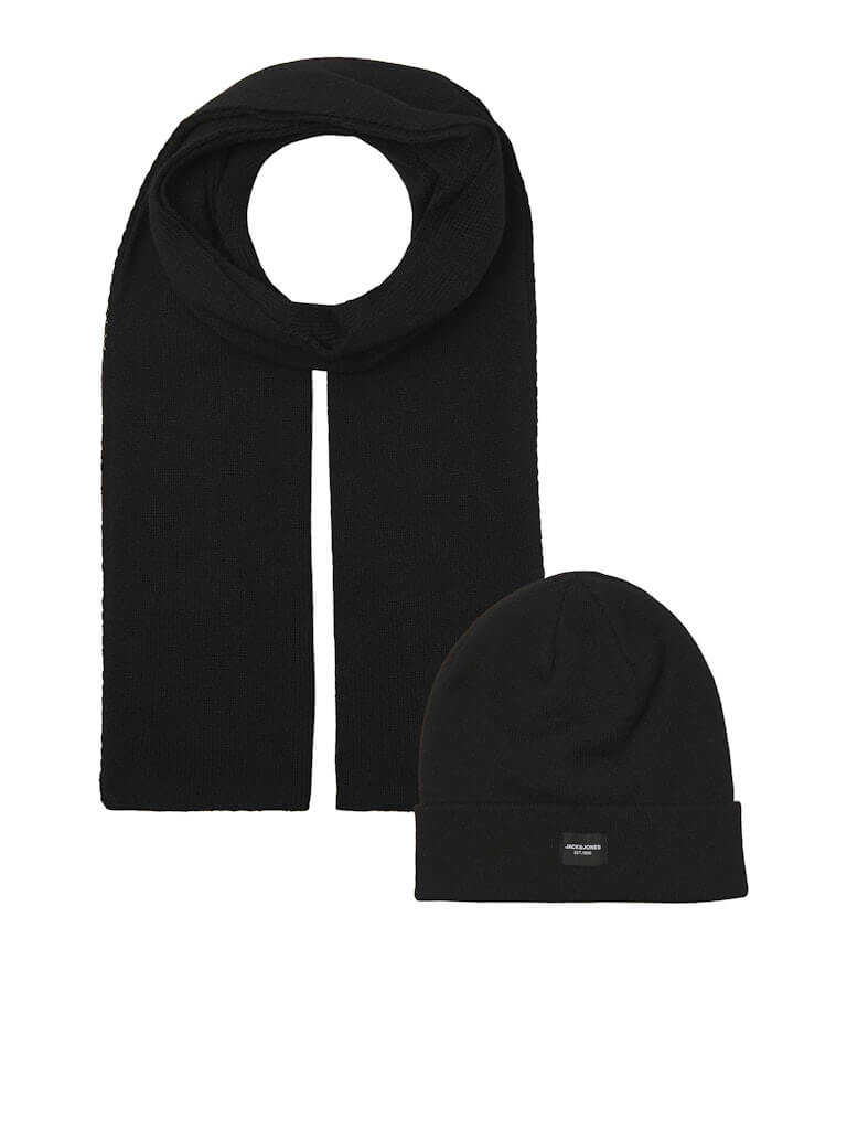 Jack & Jones JACDNA Scarf & Beanie Gift Box | Winter Knit Set for Men