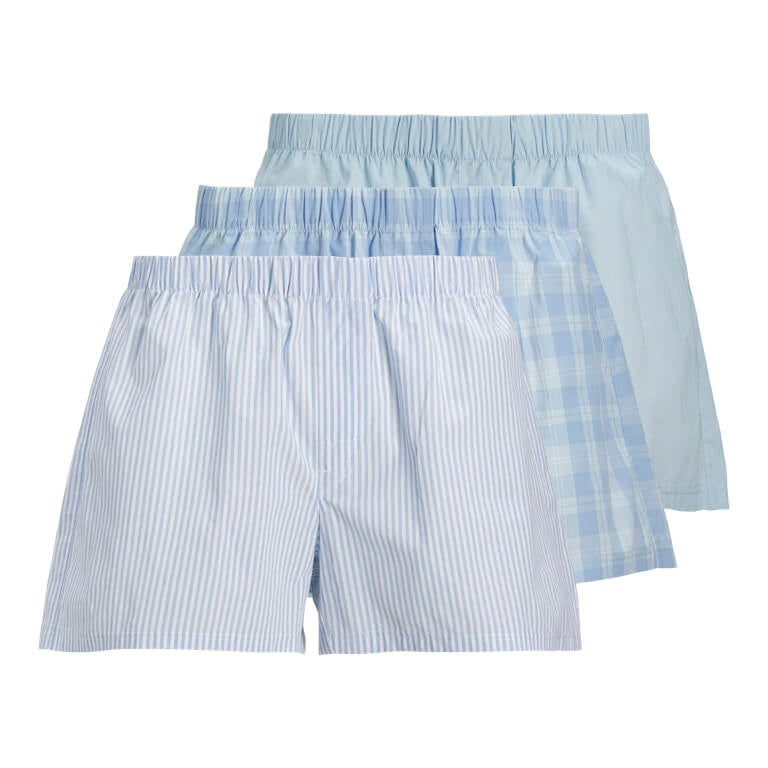 Jack & Jones Jacmilano 3 Pack Woven Boxers 100% Cotton - Chambray Blue