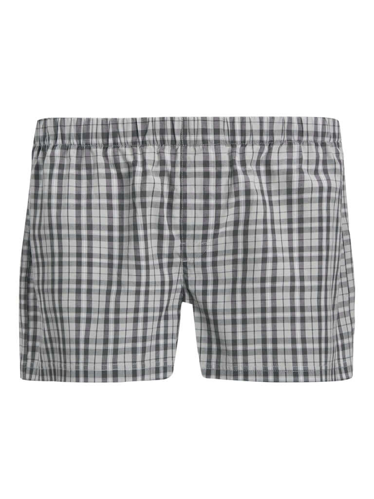 Jack & Jones Jacmilano 3 Pack Woven Boxers 100% Cotton - Poppy Seed Black / Blue Checks