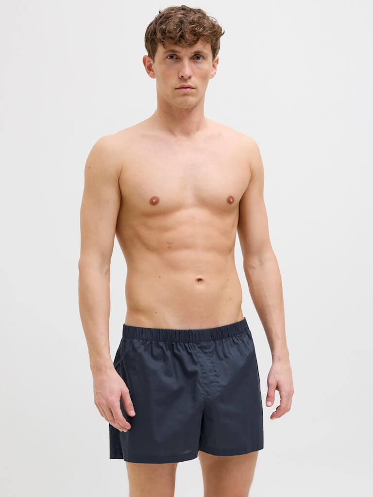 Jack & Jones Jacmilano 3 Pack Woven Boxers 100% Cotton - Indigo / Navy / Black