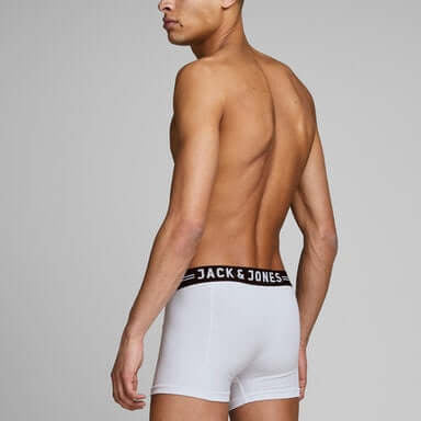 Jack & Jones 3 Pack Cotton Stretch Trunks - Black/White/Grey
