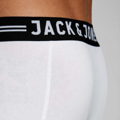 Jack & Jones 3 Pack Cotton Stretch Trunks - Black/White/Grey