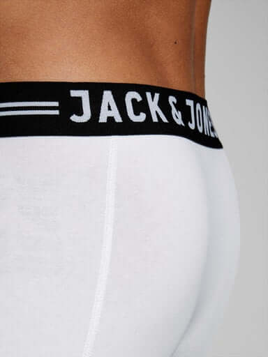 Jack & Jones 3 Pack Cotton Stretch Trunks - Black/White/Grey