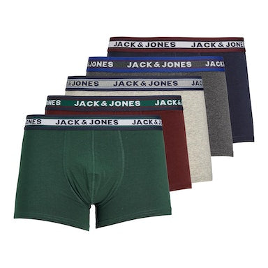 Jack & Jones 5 Pack Cotton Stretch Trunks | Men’s Everyday Underwear