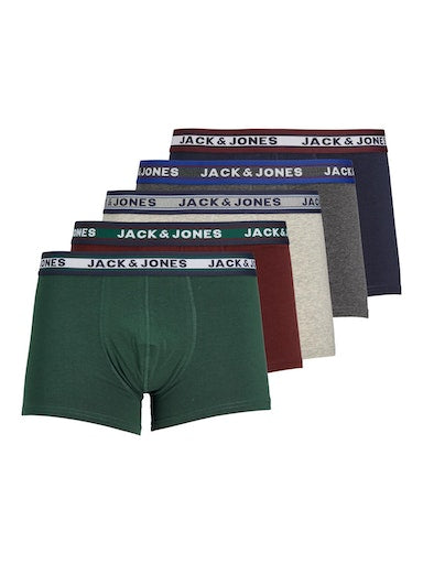 Jack & Jones 5 Pack Cotton Stretch Trunks | Men’s Everyday Underwear