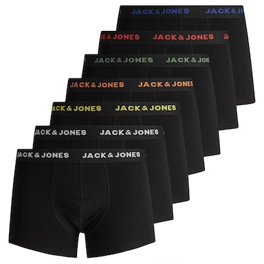 Jack & Jones Jacbasic 7 Pack Cotton Stretch Boxer Shorts / Trunks - Black