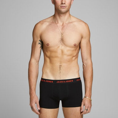 Jack & Jones Jacbasic 7 Pack Cotton Stretch Boxer Shorts / Trunks - Black