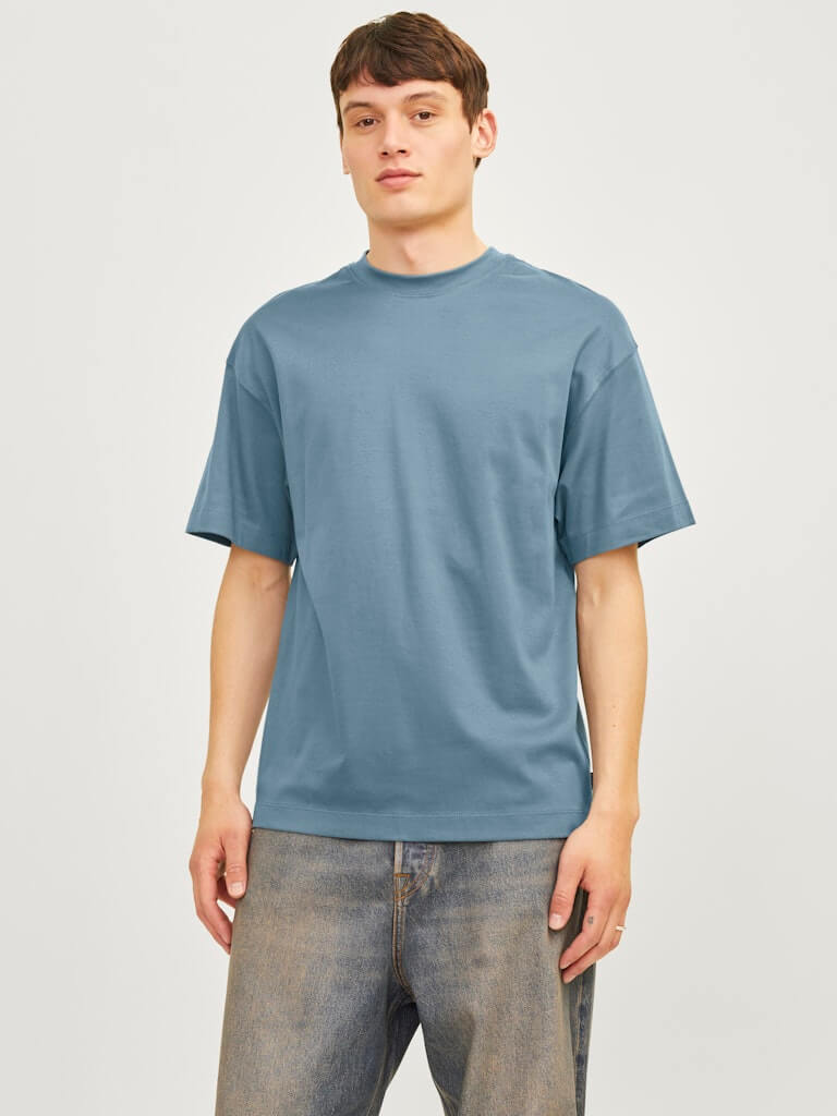 Jack & Jones JJEURBAN EDGE 1 Pack Crew Neck 100% Cotton T-Shirt - Blue