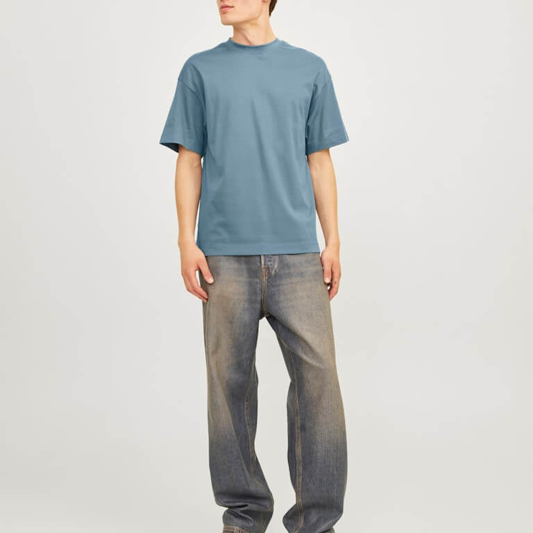 Jack & Jones JJEURBAN EDGE 1 Pack Crew Neck 100% Cotton T-Shirt - Blue