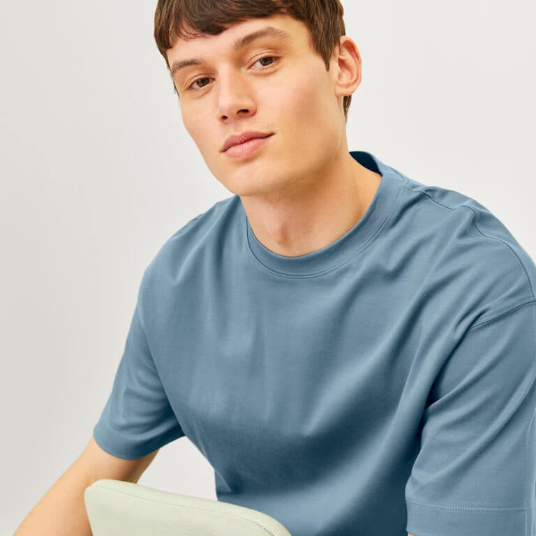 Jack & Jones JJEURBAN EDGE 1 Pack Crew Neck 100% Cotton T-Shirt - Blue