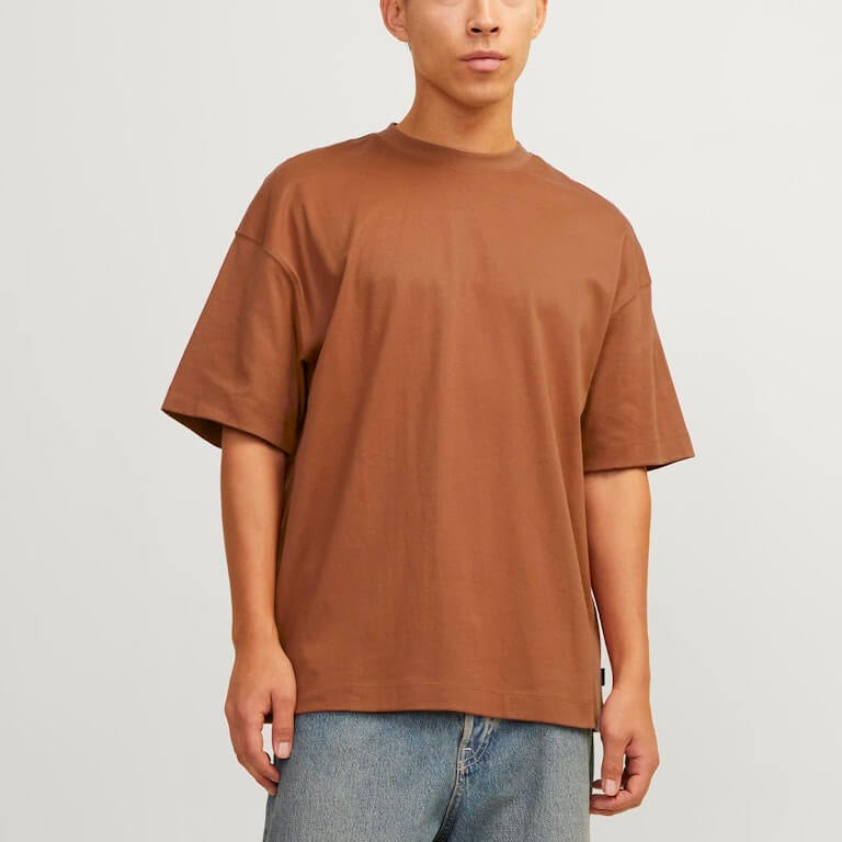 Jack & Jones JJEURBAN EDGE 1 Pack Crew Neck 100% Cotton T-Shirt - Mocha Bisque