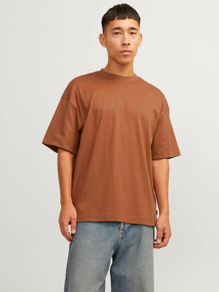Jack & Jones JJEURBAN EDGE 1 Pack Crew Neck 100% Cotton T-Shirt - Mocha Bisque
