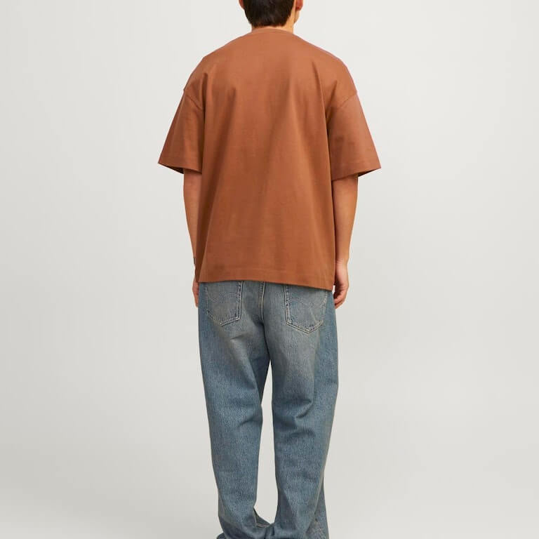 Jack & Jones JJEURBAN EDGE 1 Pack Crew Neck 100% Cotton T-Shirt - Mocha Bisque
