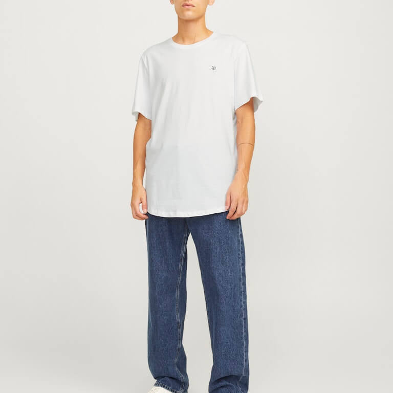 Jack & Jones 5 Pack JPRBLABRODY 100% Cotton Crew Neck T-Shirts - White/Navy/Black