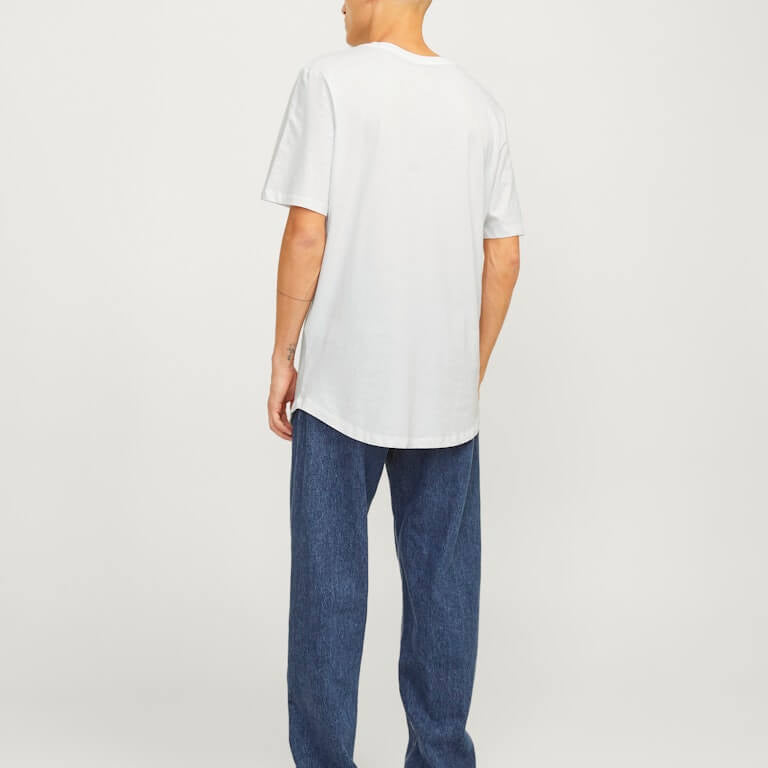 Jack & Jones 5 Pack JPRBLABRODY 100% Cotton Crew Neck T-Shirts - White/Navy/Black