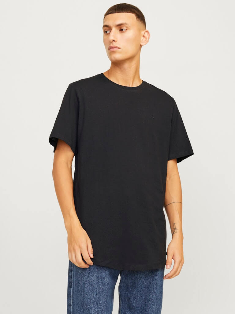 Jack & Jones 5 Pack JPRBLABRODY 100% Cotton Crew Neck T-Shirts - White/Navy/Black