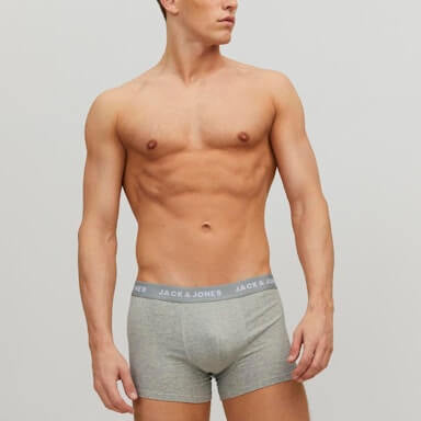 Jack & Jones Jacbasic 5 Pack Cotton Stretch Trunks - Blue / Grey / Black