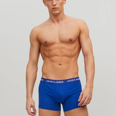Jack & Jones Jacbasic 5 Pack Cotton Stretch Trunks - Blue / Grey / Black