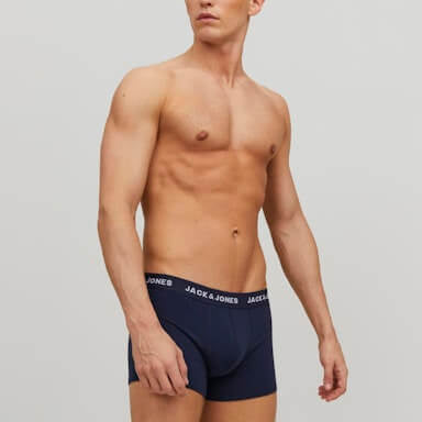 Jack & Jones Jacbasic 5 Pack Cotton Stretch Trunks - Blue / Grey / Black