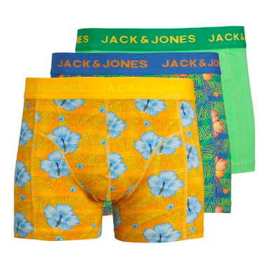 Jack & Jones 3 Pack Jachawaii Trunks - Palace Blue / Irish Green